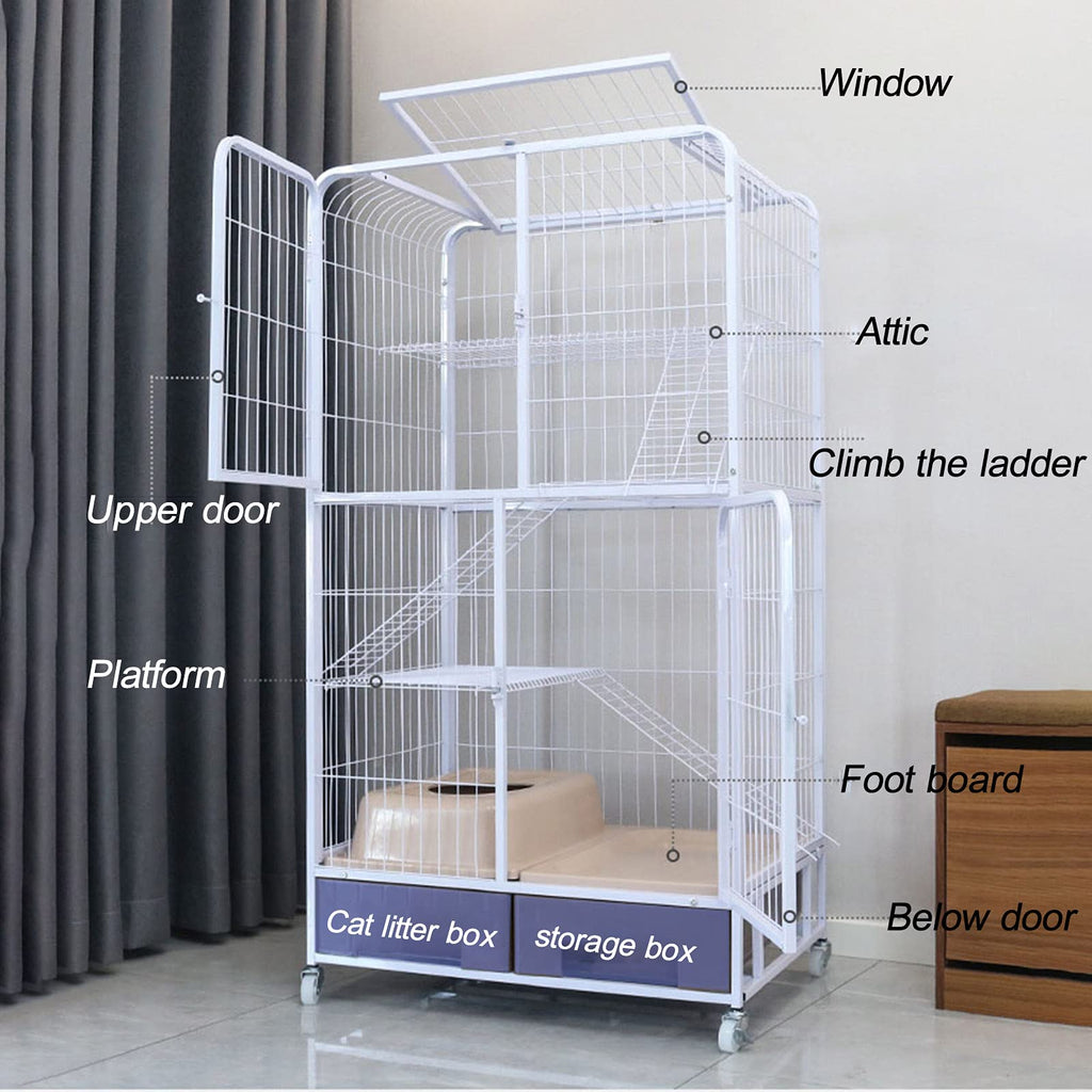 Black Four Layer Metal Cat Cage Dog Crate B4693