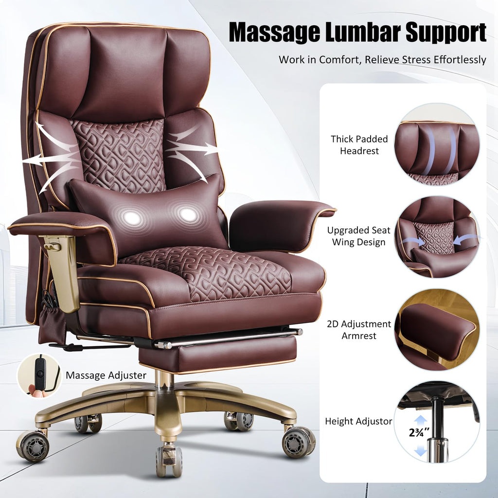 Brown Ergonomic PU Leather Executive Office Chair with Footrest Z87041