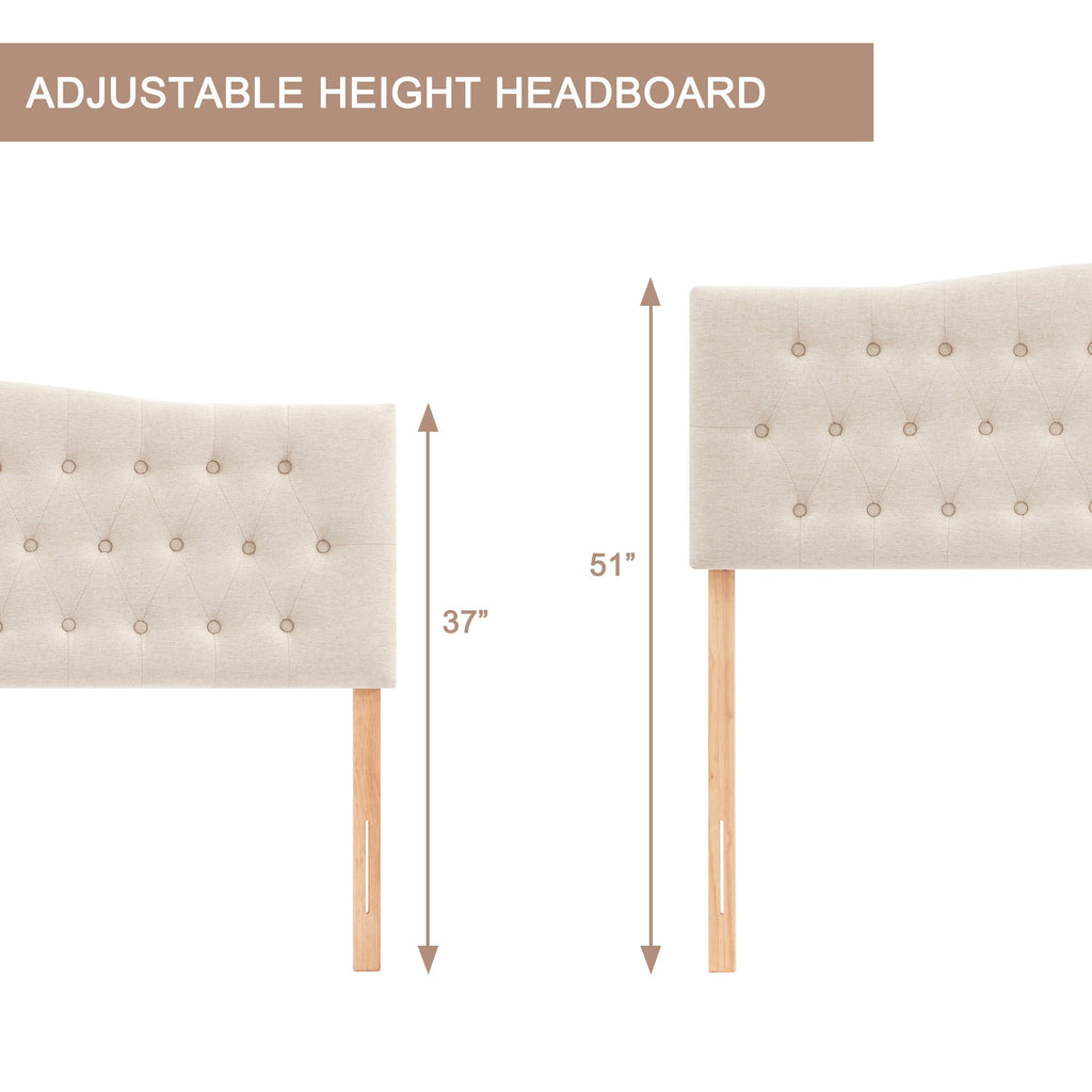 Beige Queen Size Tufted Headboard W39501