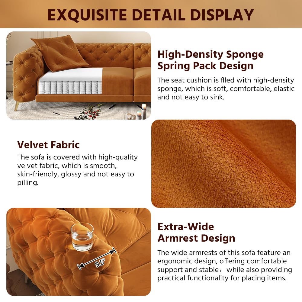King Velvet Pull Out Sleeper Sofa with Ottoman H6843