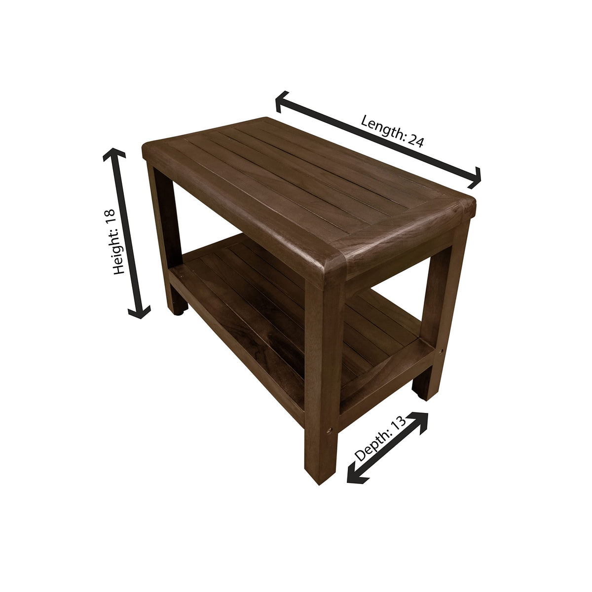 24" Teak Shower Bench with Shelf H1853