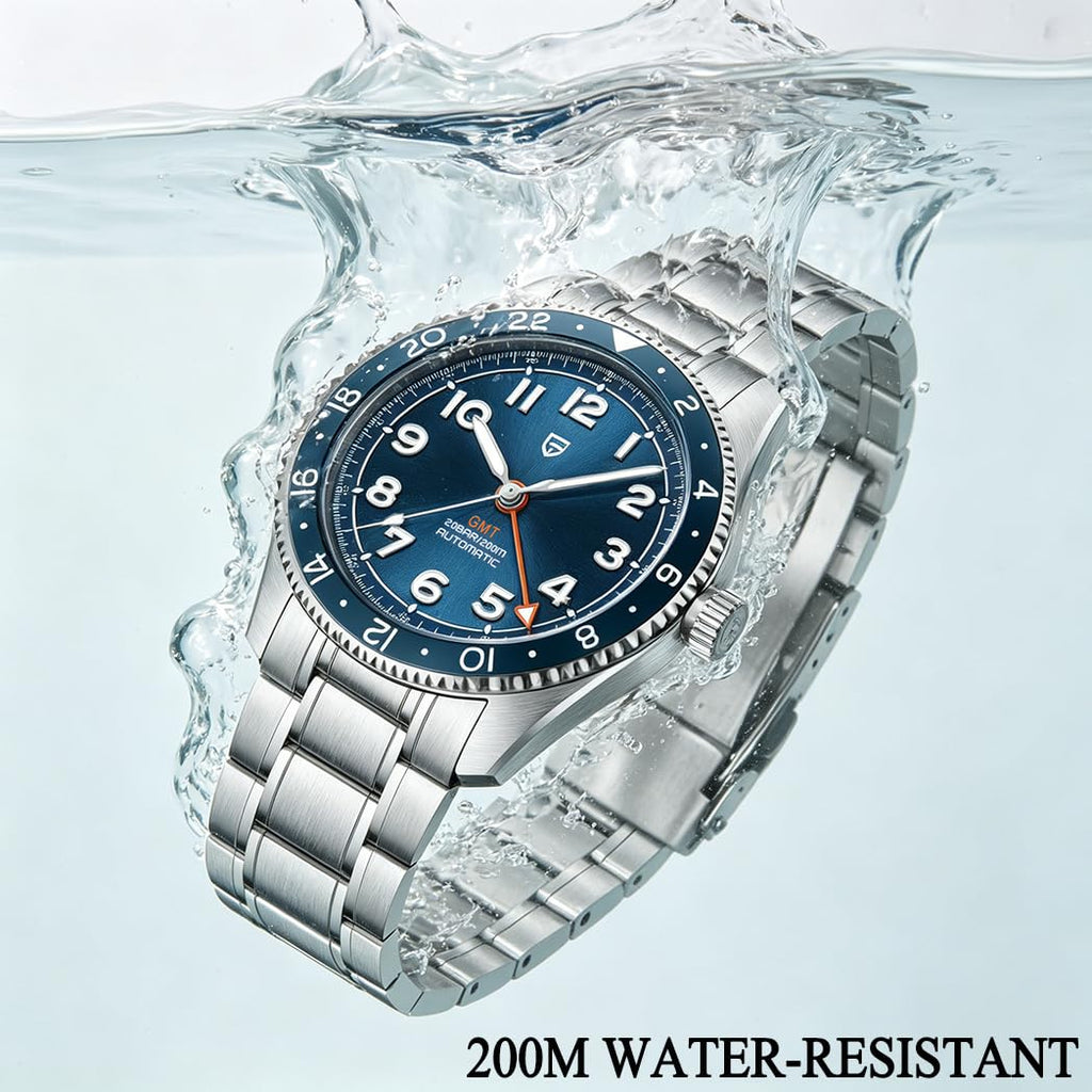 Automatic Mechanical GMT 40mm Sapphire Glass 316L Stainless Steel Waterproof Diver Wrist Watch L898380
