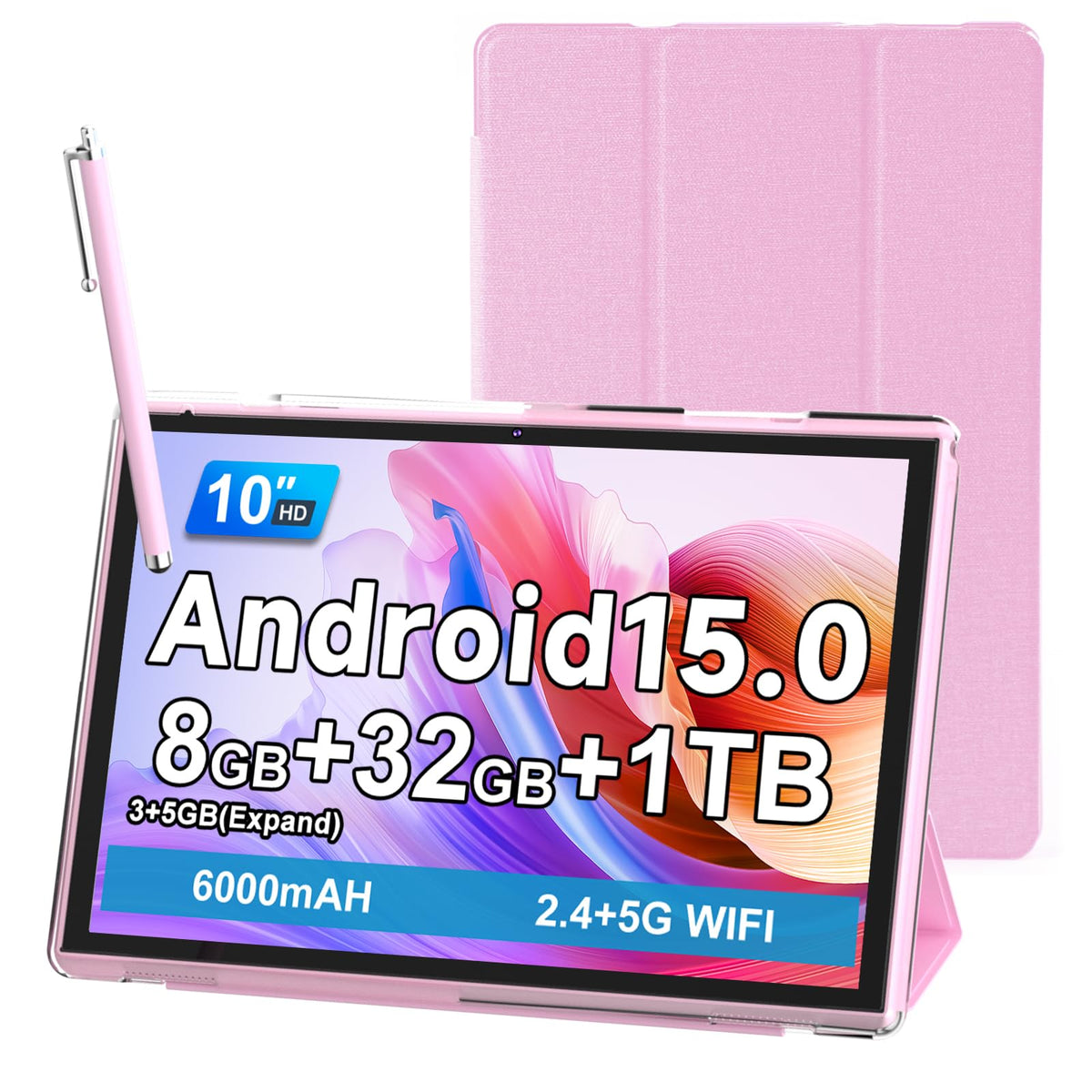 10 Inch Android Tablet with Case Stylus 8GB RAM 32GB ROM W8010
