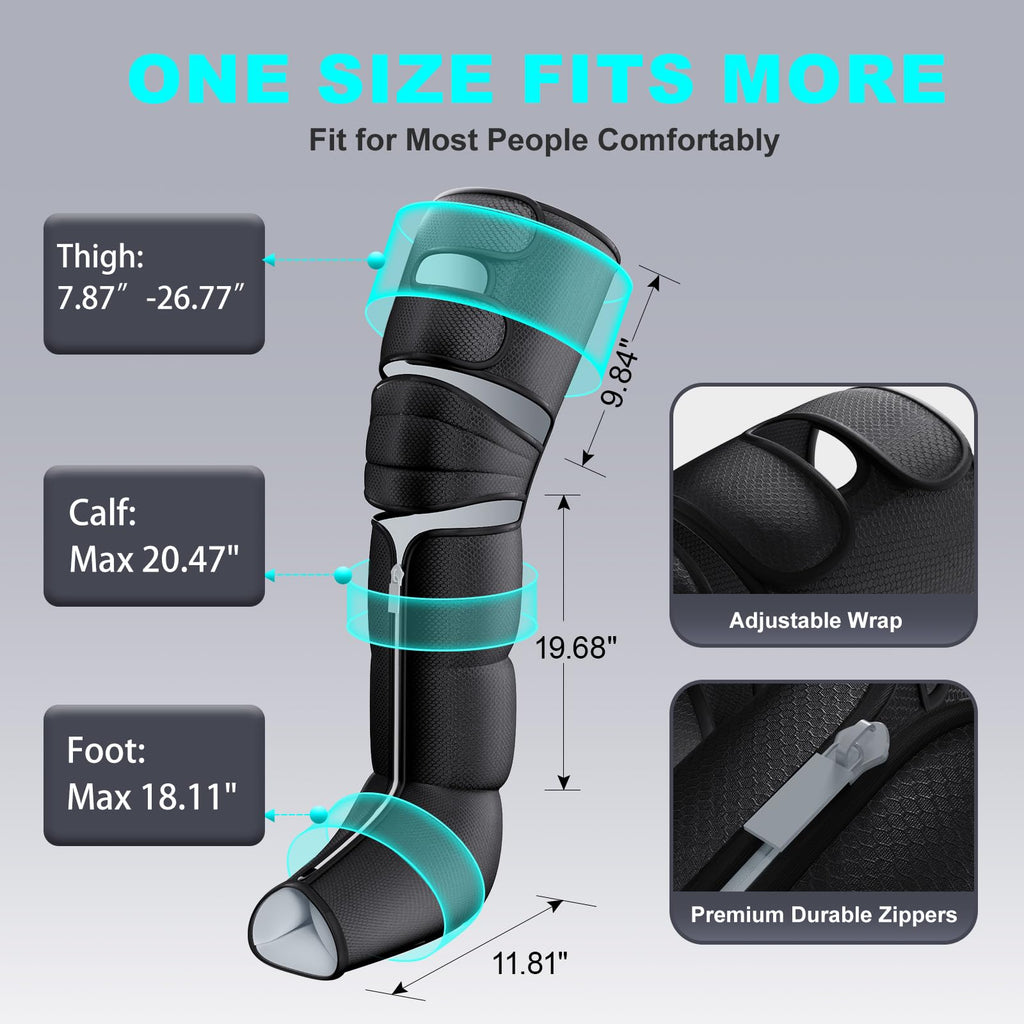 Black Leg Compression Massager with Heated Knee J545