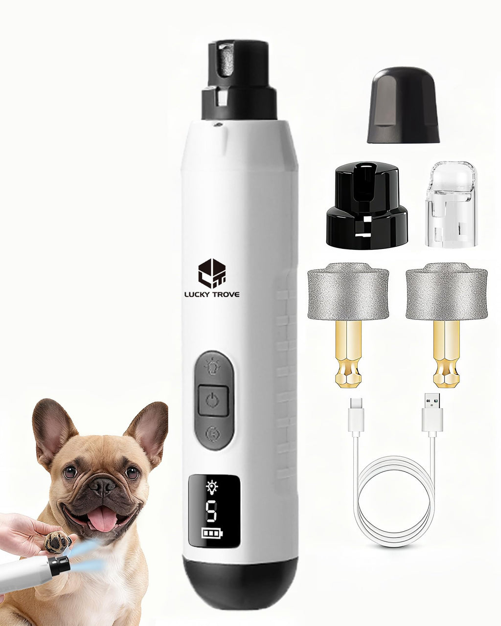 Silent Dog Nail Grinder 5 Speeds with dual LED Lights N2560
