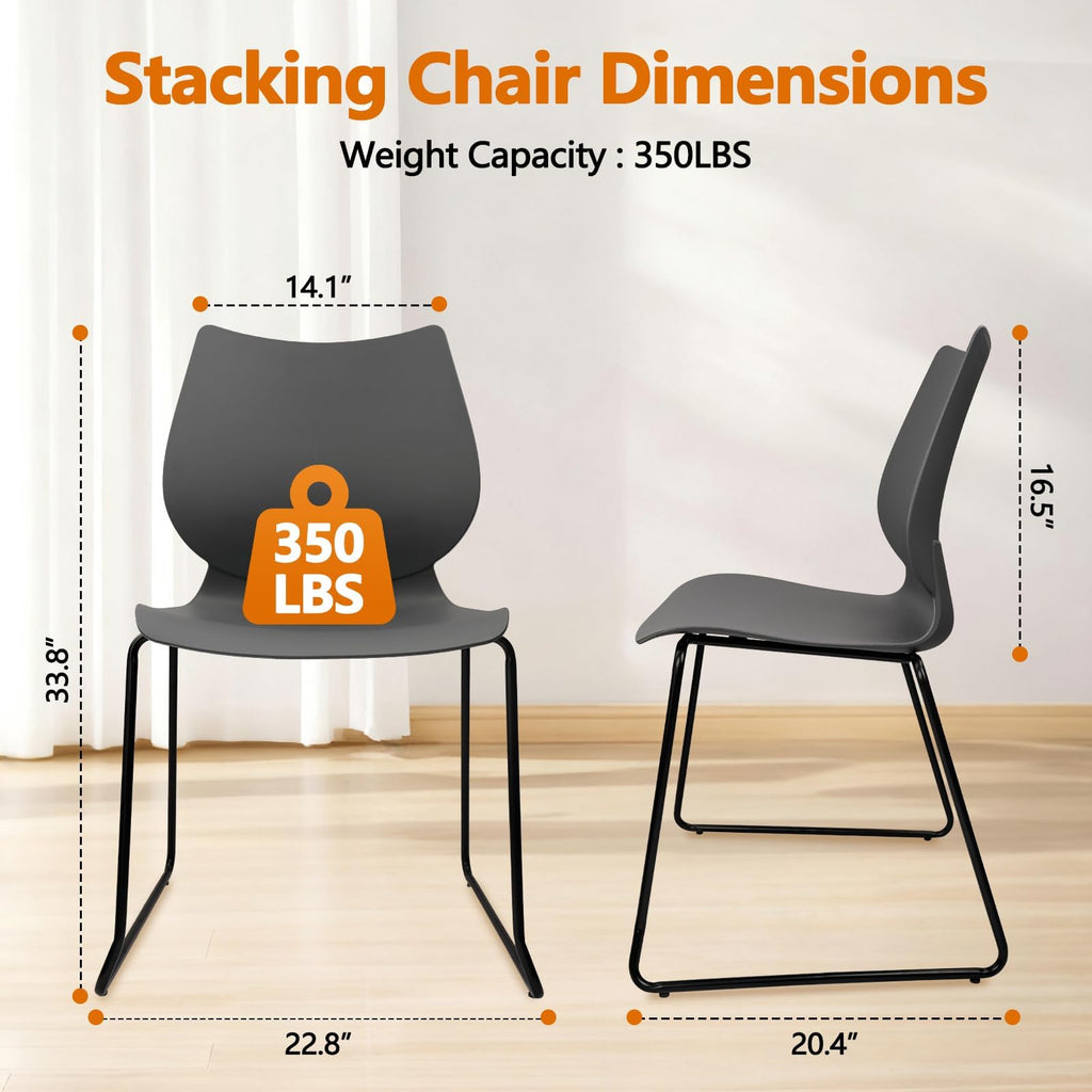 Stacking Chairs with Metal Legs Set of 12, Grey M9336