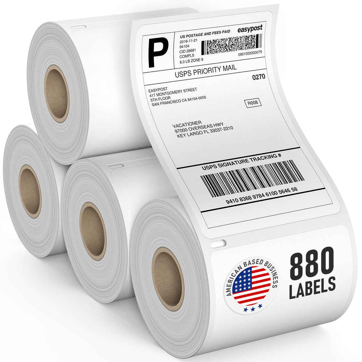 Thermal Shipping Labels 4x6, Water Resistant, Strong Adhesive, 220 per Roll N8979