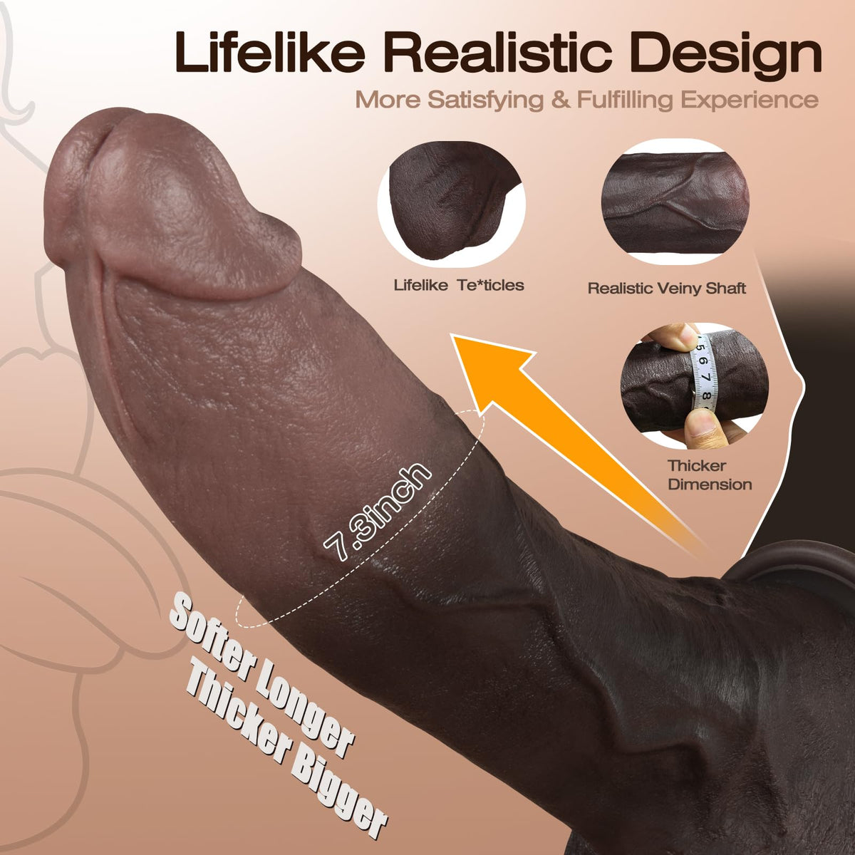11.5 Inch Black Silicone Dildo L394