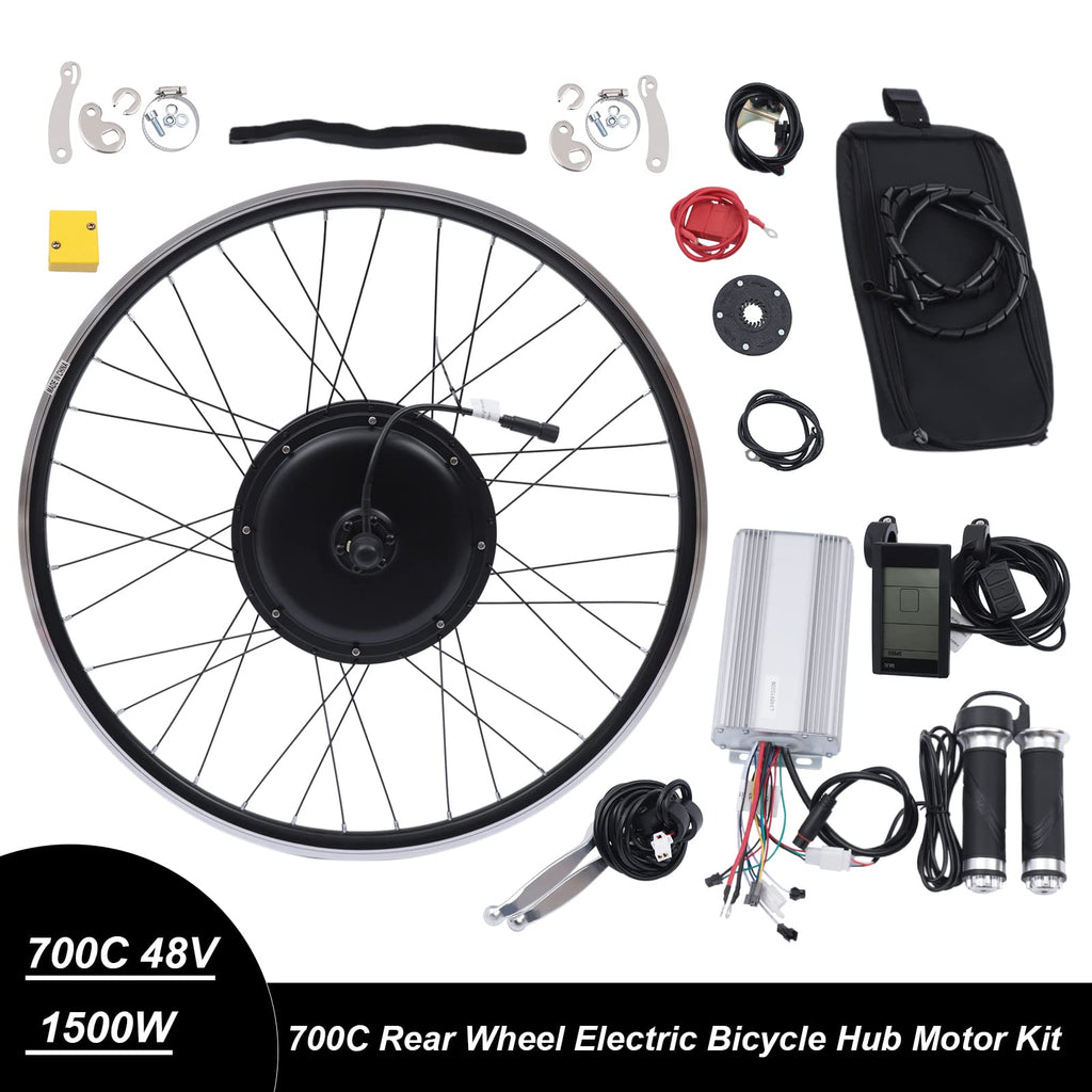 48V 1500W 700C Rear Wheel Electric Bike Conversion Kit with LCD Display A40969
