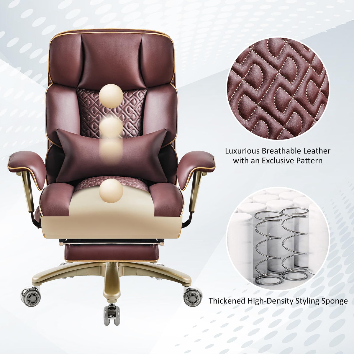 Brown Ergonomic PU Leather Executive Office Chair with Footrest Z87041