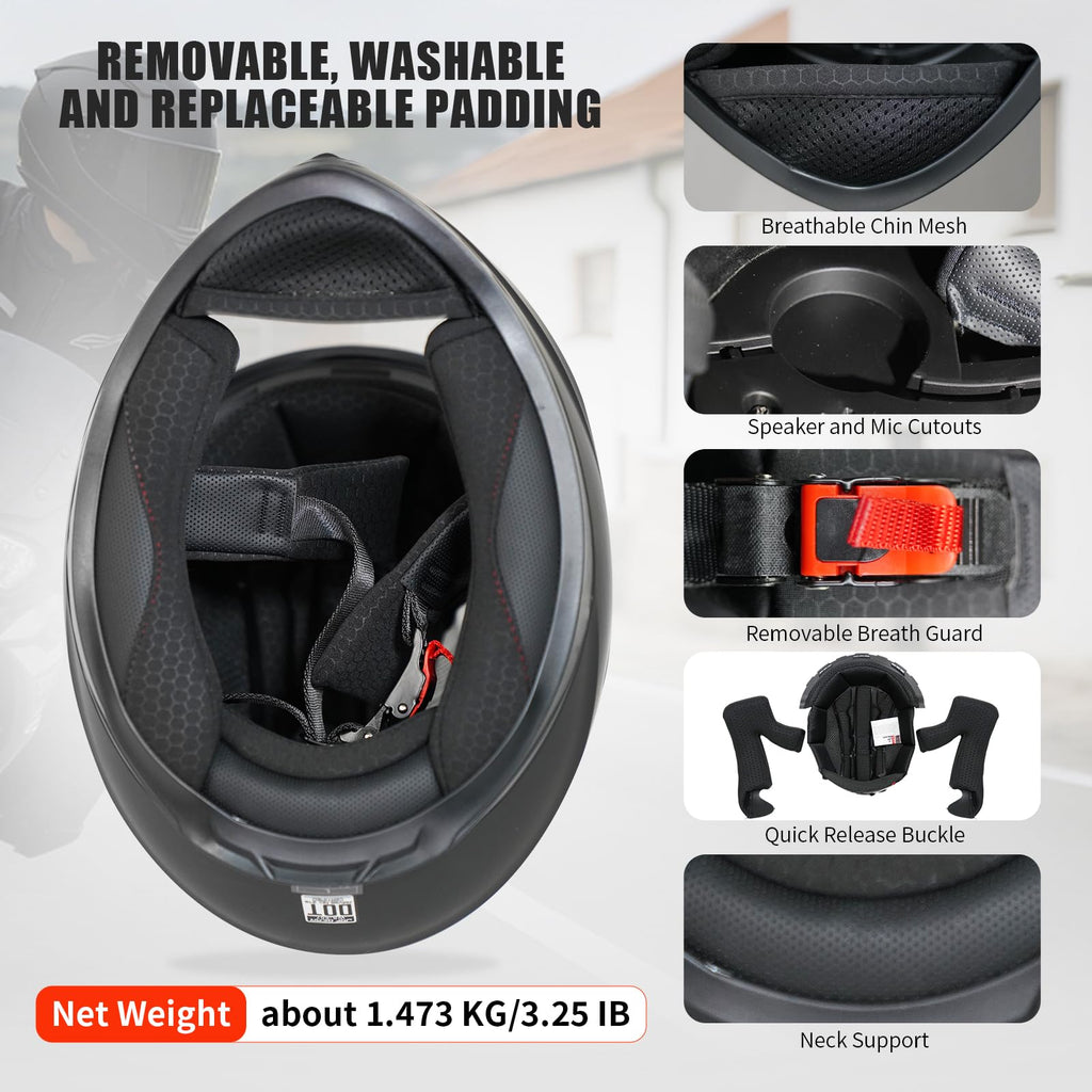 Full Face Motorcycle Helmet DOT Approved O30594