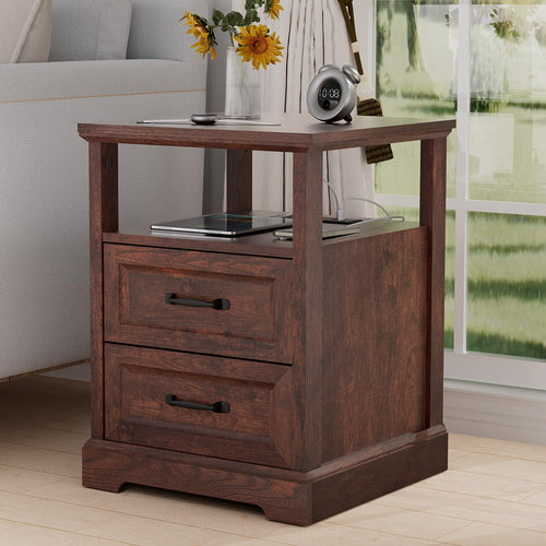 18'' Wood Nightstand with Charging Station N932104