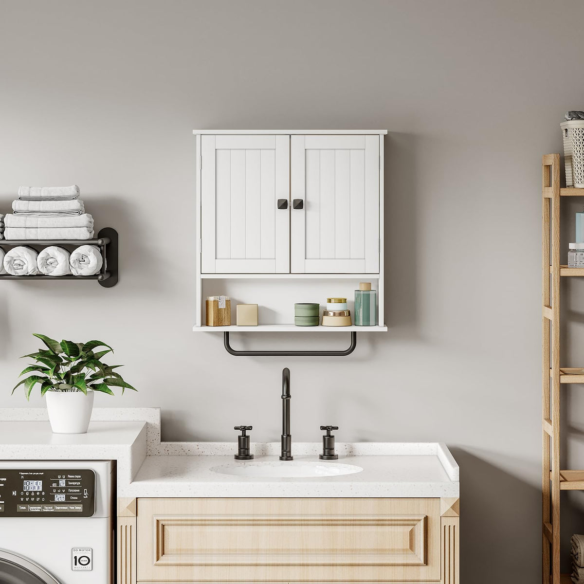 Wall Mounted Medicine Cabinet with Towels Bar D766834