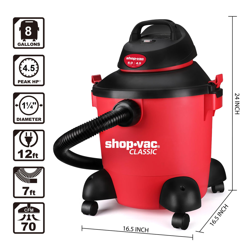 8 Gallon 4.5-Peak HP Wet/Dry Vacuum L46100
