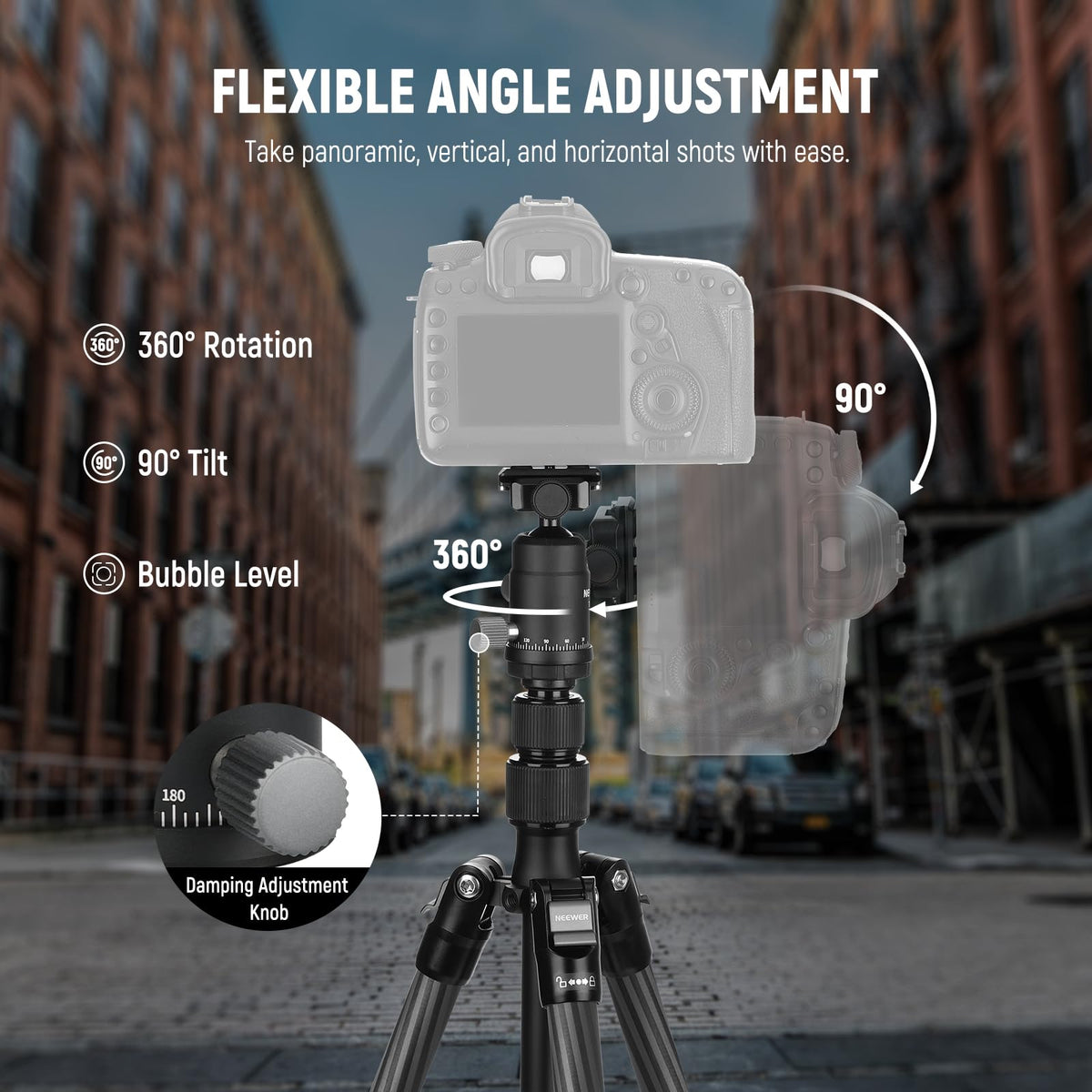 Carbon Fiber Camera Tripod Monopod 65" Lightweight Compact Travel DSLR Video Stand 360° Ball Head 13.2 lbs V689682