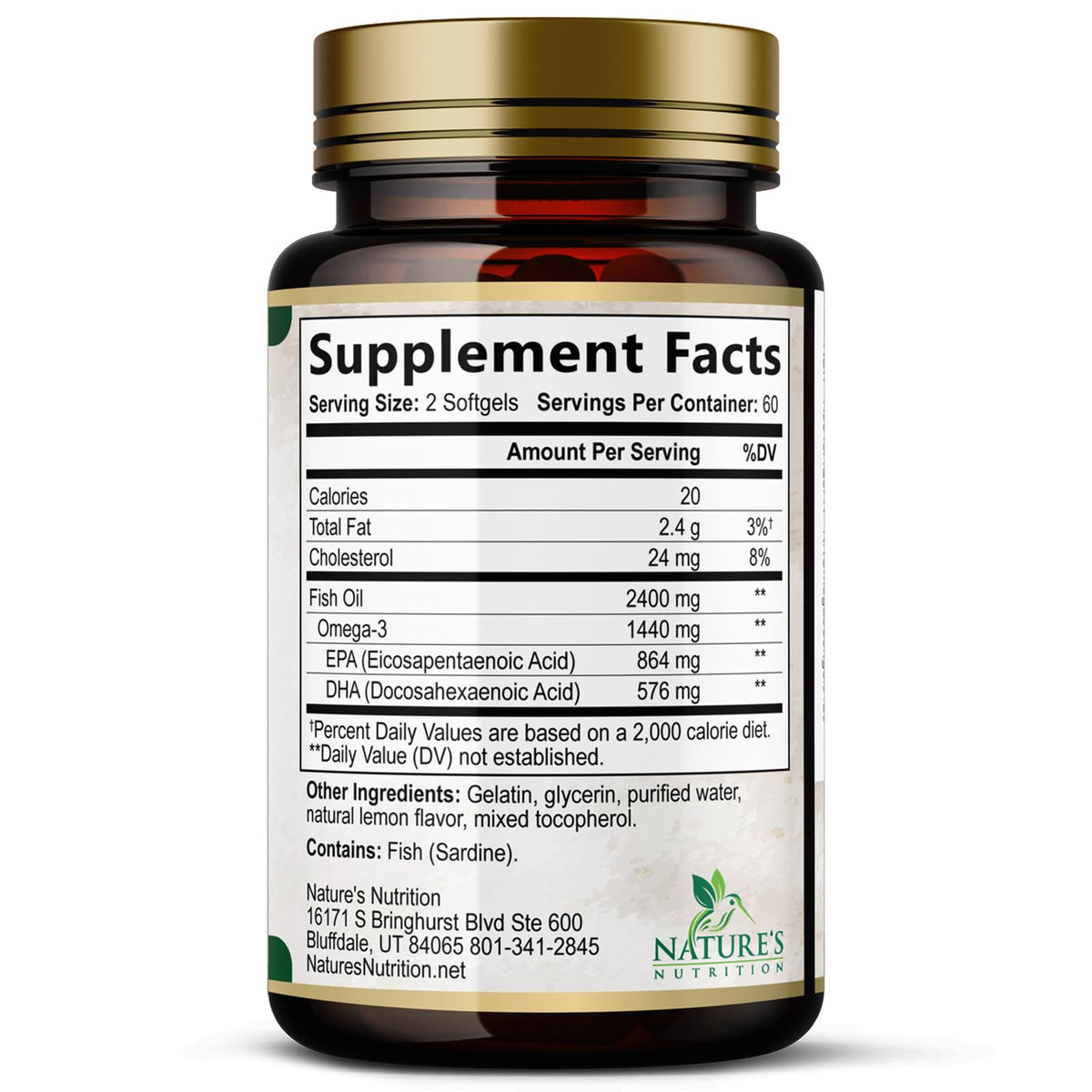 Omega 3 Fish Oil 2400mg 120 Softgels S86688