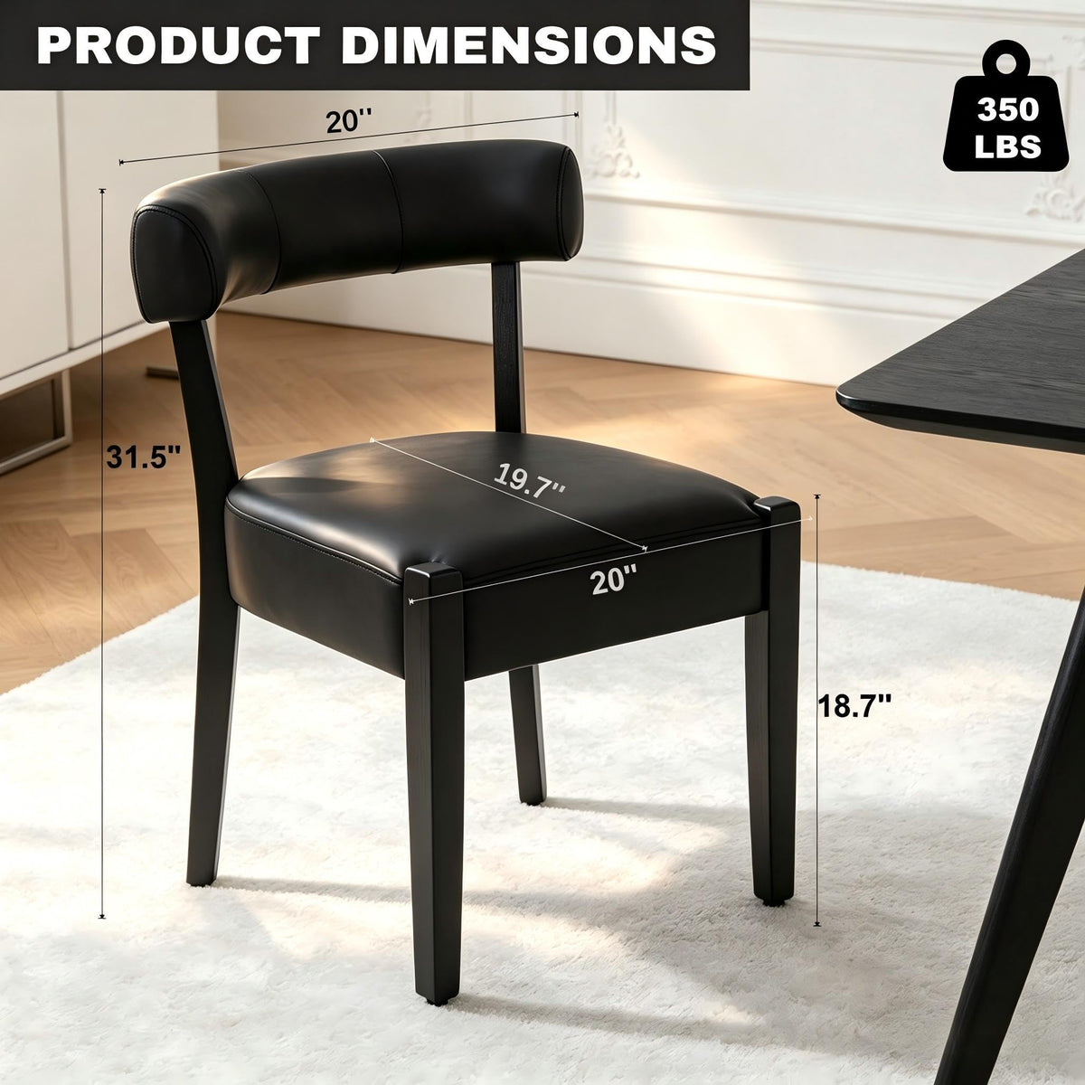 Black Faux Leather Dining Chairs Set of 4 P84507