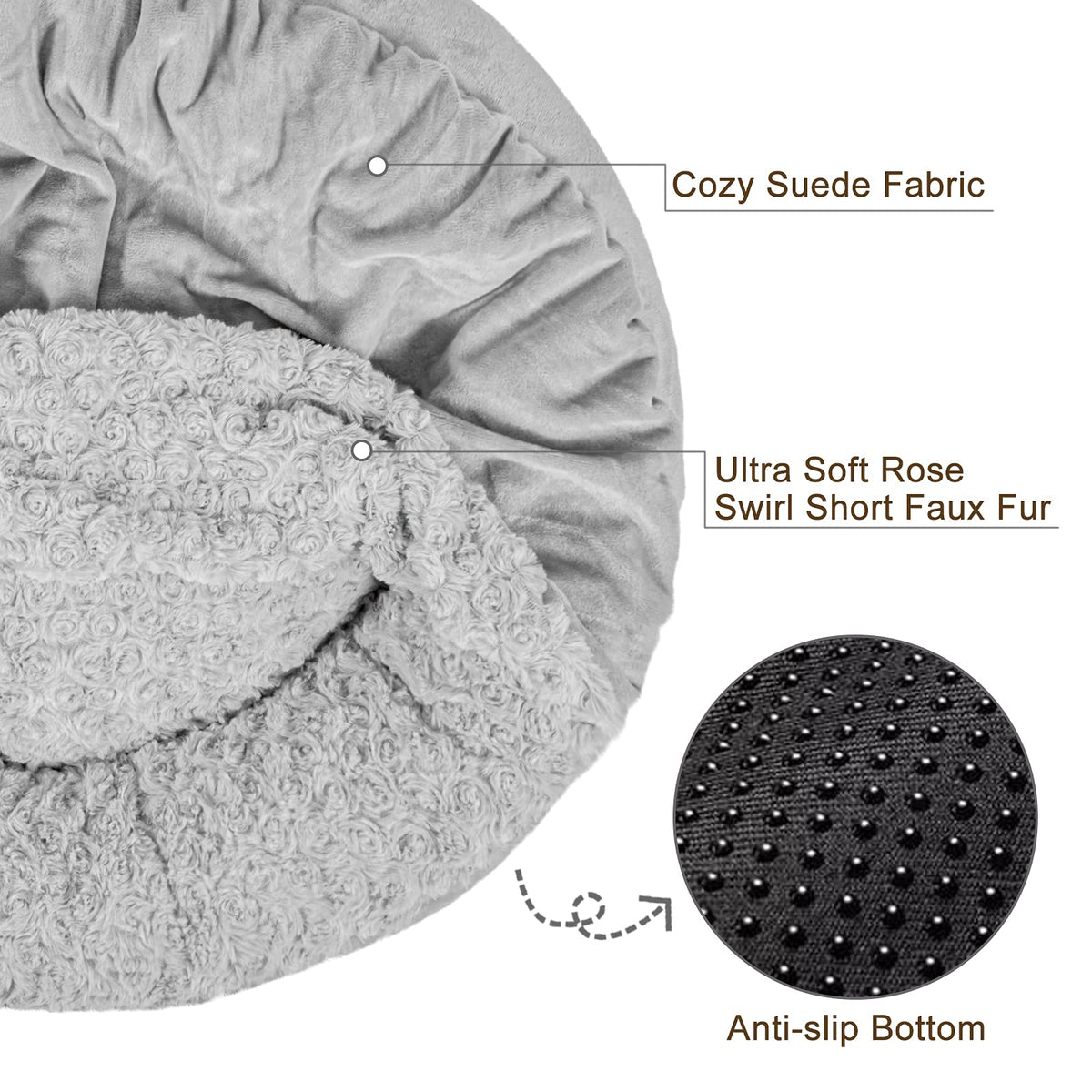 Hooded Blanket Donut Round Dog Bed 23 inch V85093