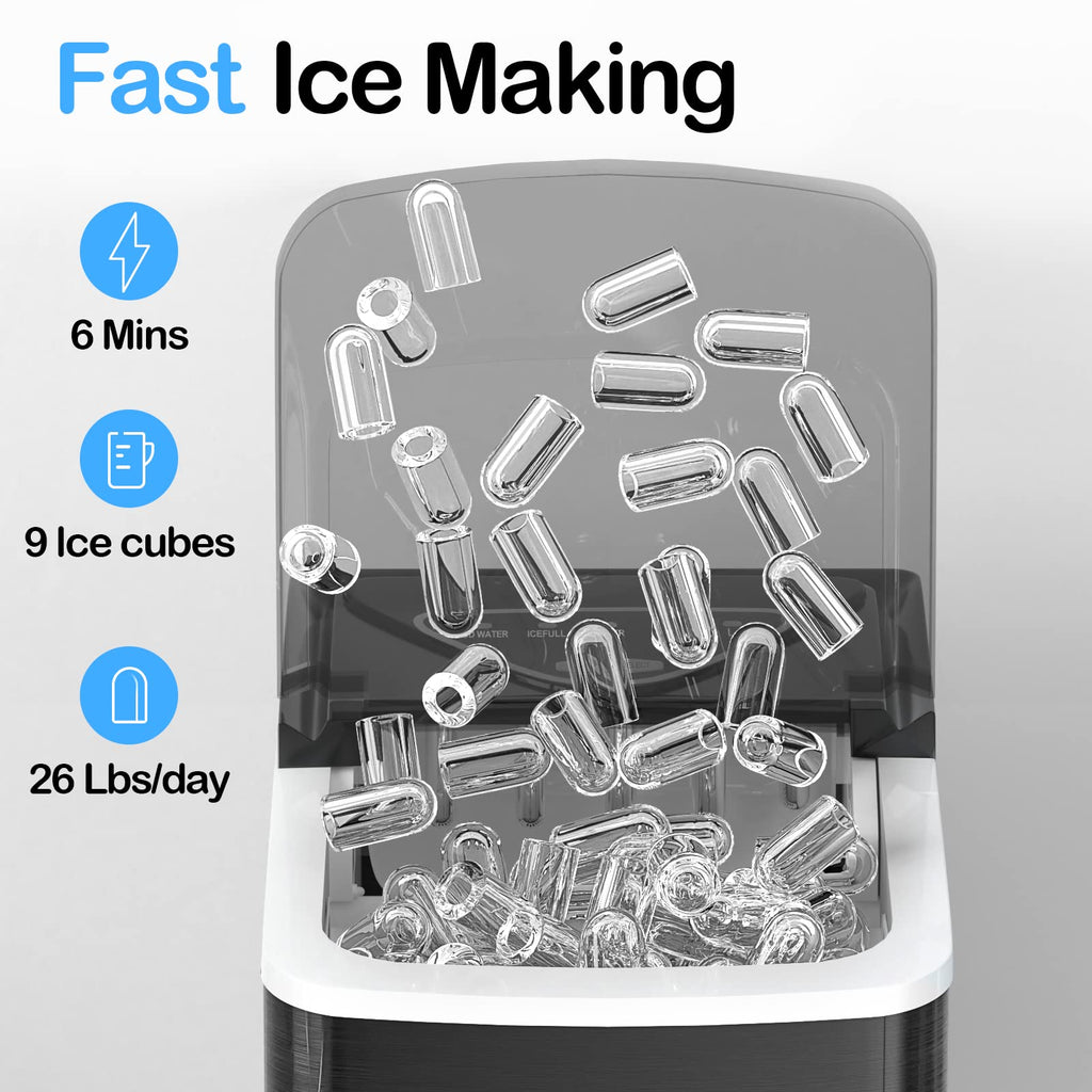 Black Countertop Ice Maker with Scoop and Basket G568201
