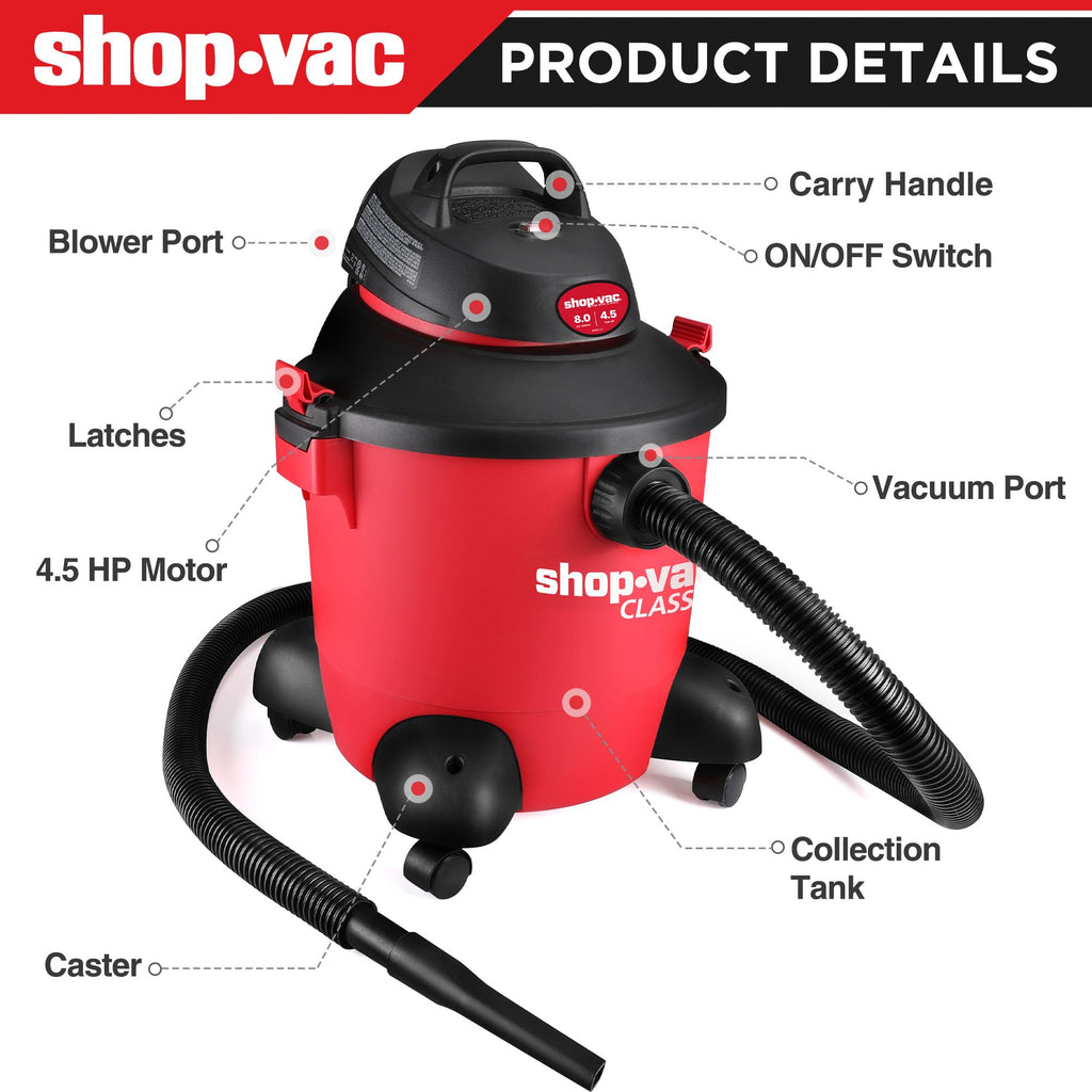 8 Gallon 4.5-Peak HP Wet/Dry Vacuum L46100