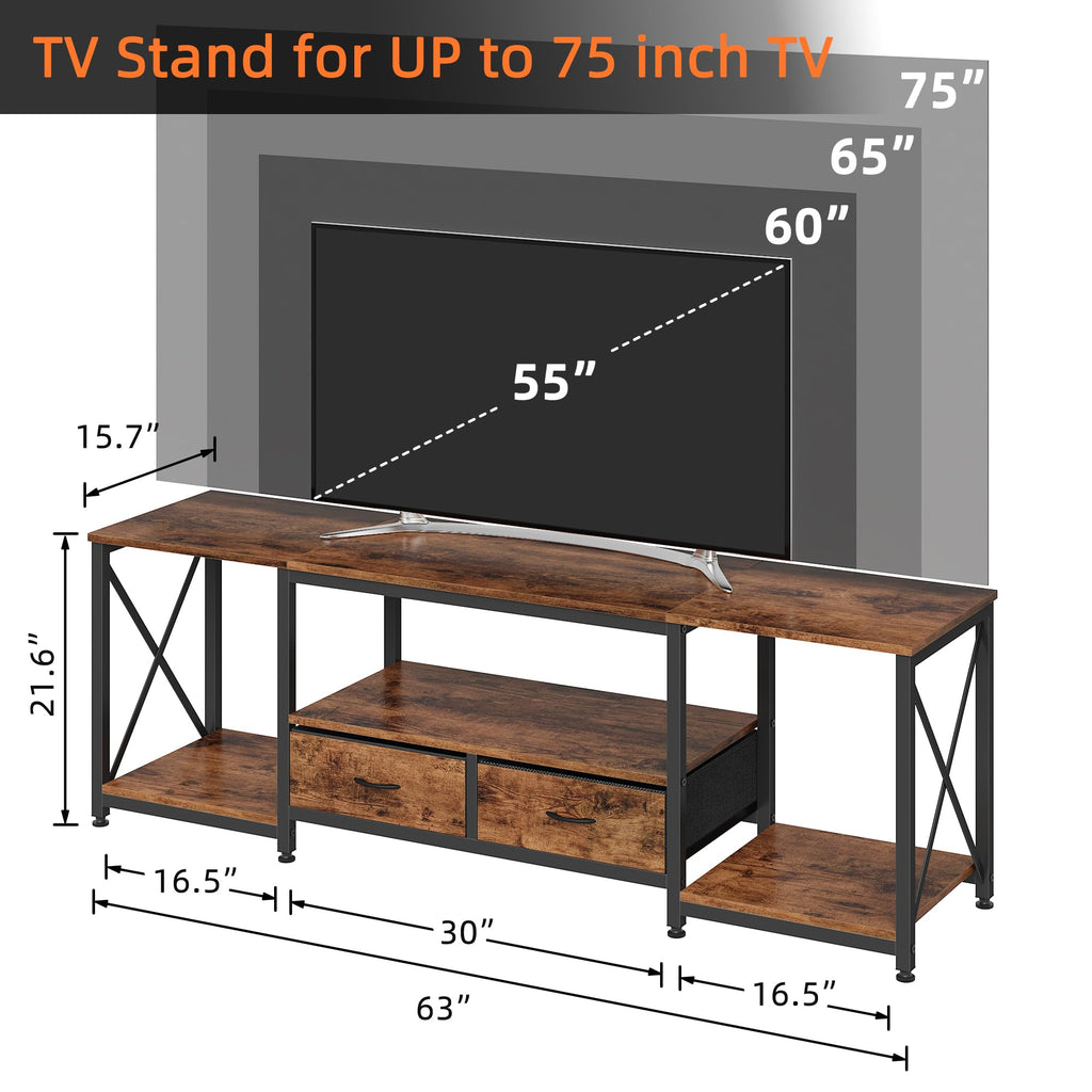 Fabric Drawers TV Stand for 65 70 75 Inches TV I676789