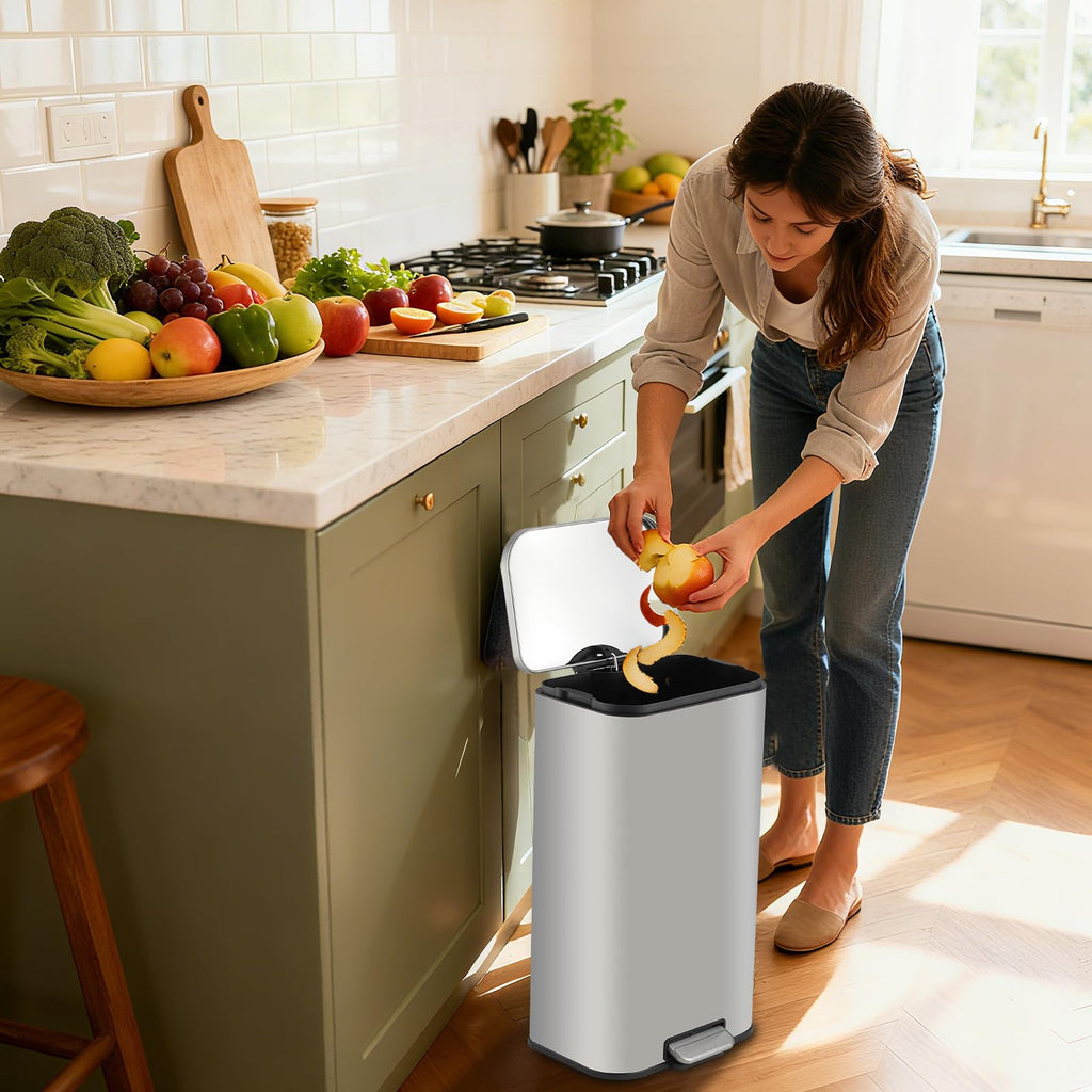 13.2 gal Stainless Steel Step Trash Can F49127