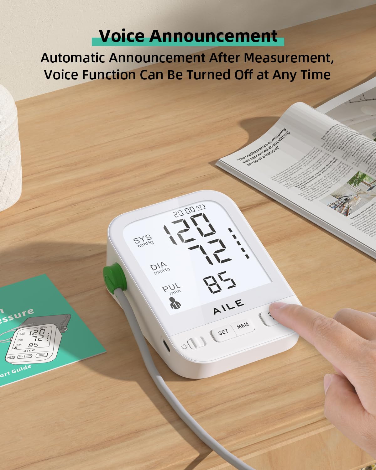 FDA Cleared Blood Pressure Monitor Large LCD Display B2812