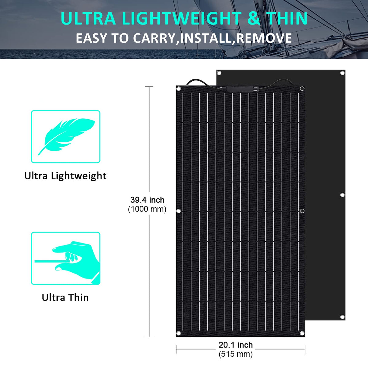 300 Watts 12 Volts ETFE Flexible Monocrystalline Solar Panels with 30A MPPT Charge Controller L9063
