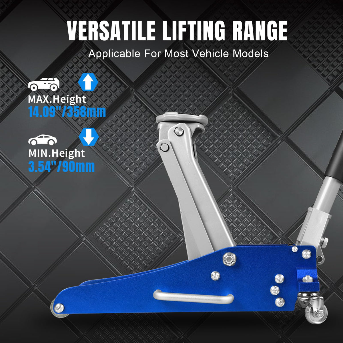 Blue 1.5 Ton Low Profile Aluminum Steel Racing Floor Jack V773