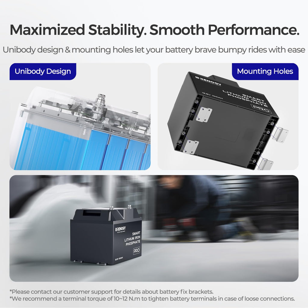 12V 100Ah Bluetooth Self-Heating Lithium LiFePO4 Deep Cycle Battery A2497