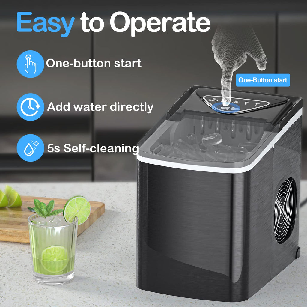 Black Countertop Ice Maker with Scoop and Basket G568201