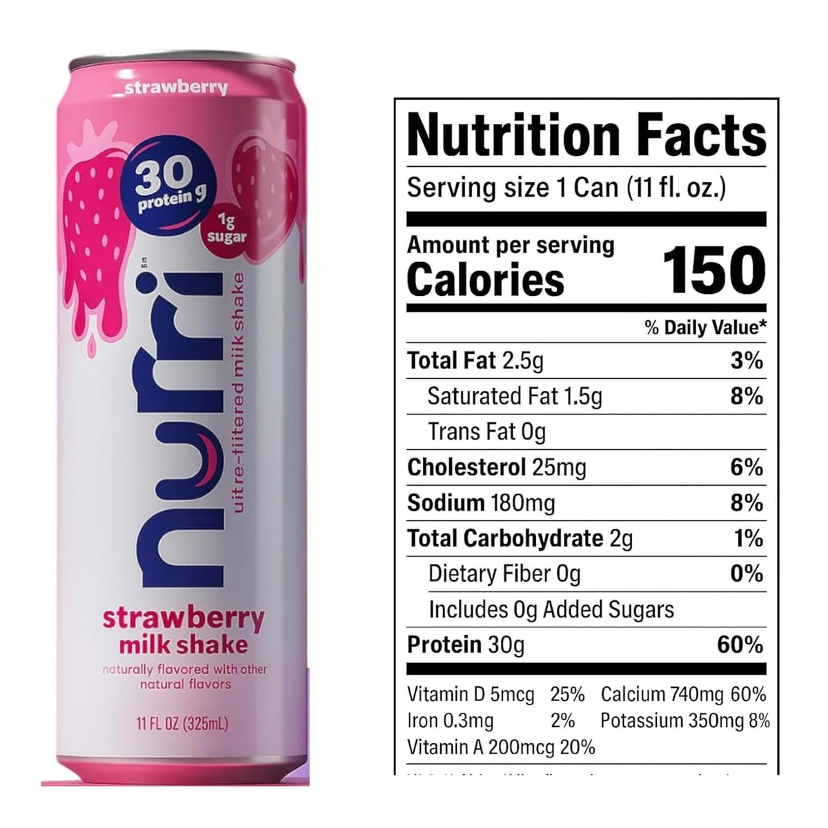 12 Pack Protein Milk Shake, Chocolate & Strawberry, 30g Protein, 11 Fl Oz D516172