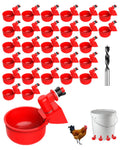 30 Packs Large Automatic Poultry Water Feeder Cups with Tee Fittings N7102