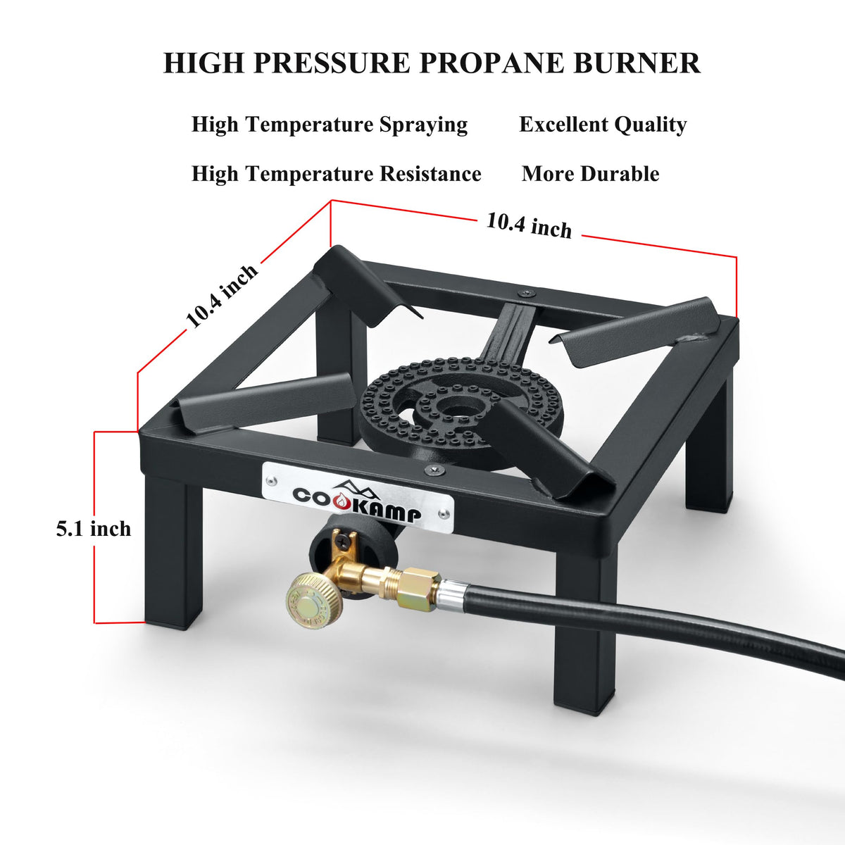 Single High Pressure Propane Camp Stove with Adjustable Regulator and Hose Z8007