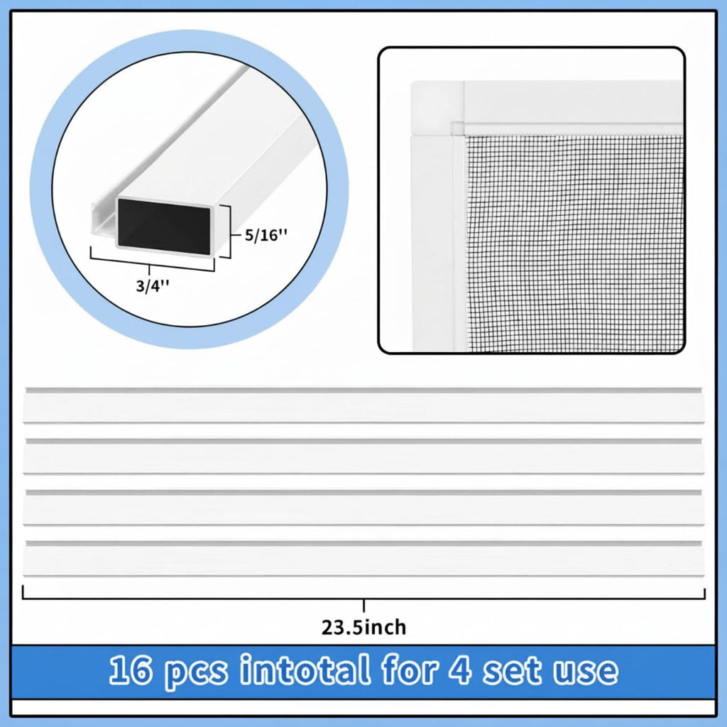 4 Pack Window Screen Kit with Aluminum Frame White 40'' X 40'' W56622