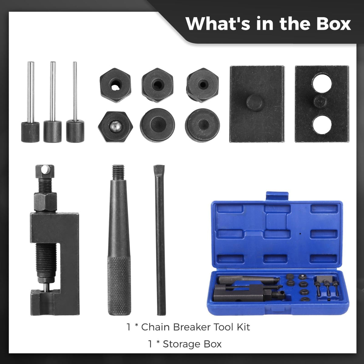 15 Pc Motorcycle Chain Breaker Tool Kit with Storage Box A261229