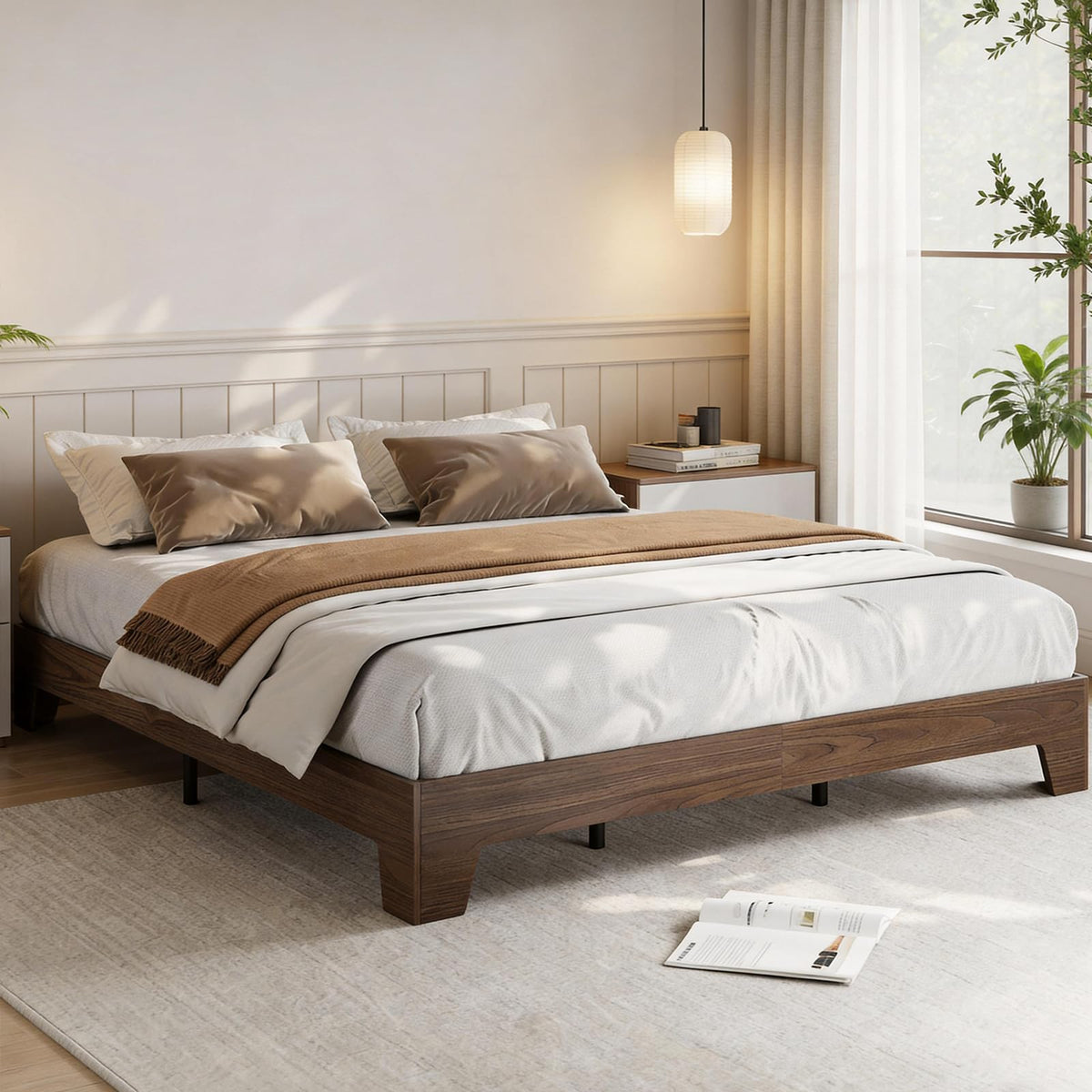 California King Size Wood Platform Bed Frame B89085