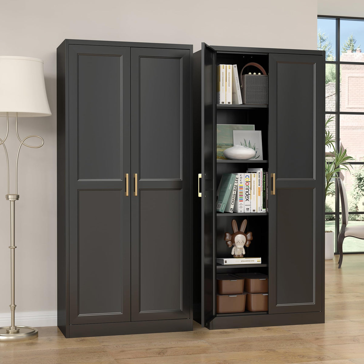 71" Metal Pantry Storage Cabinet with Doors & 4 Adjustable Shelves P240