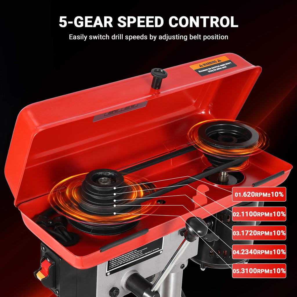 8" Benchtop Drill Press with 5 Adjustable Speeds and Tilting Worktable I896292