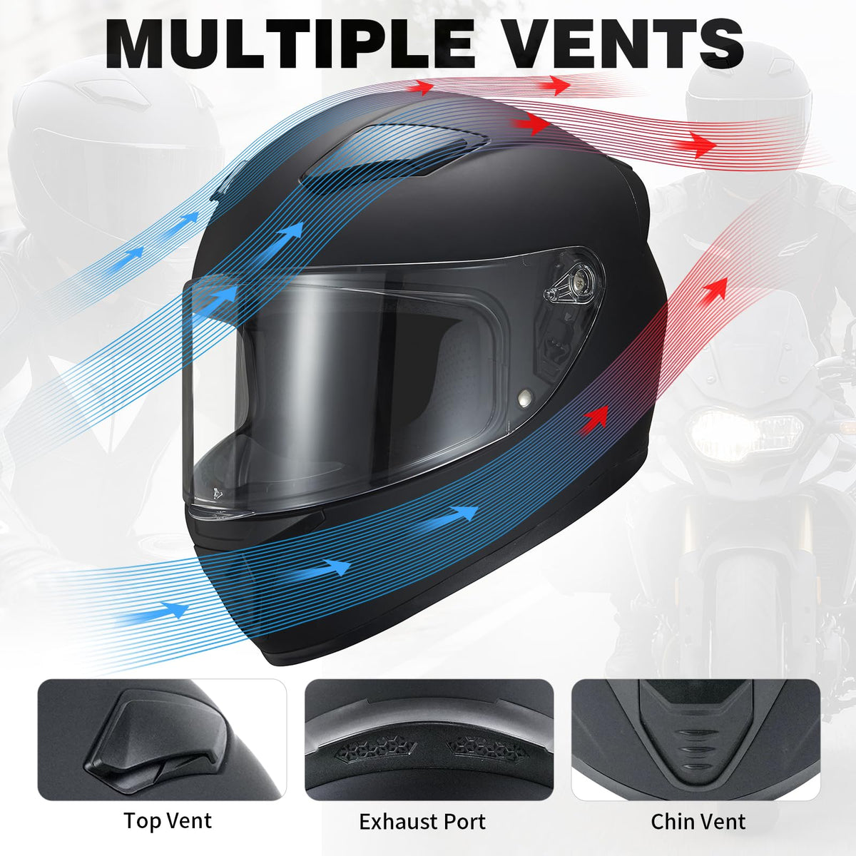Full Face Motorcycle Helmet DOT Approved O30594