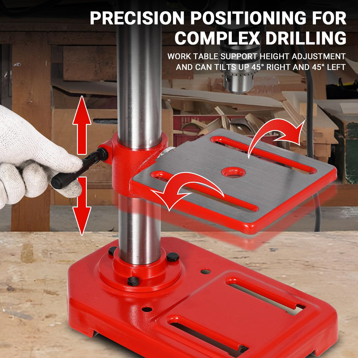 8" Benchtop Drill Press with 5 Adjustable Speeds and Tilting Worktable I896292