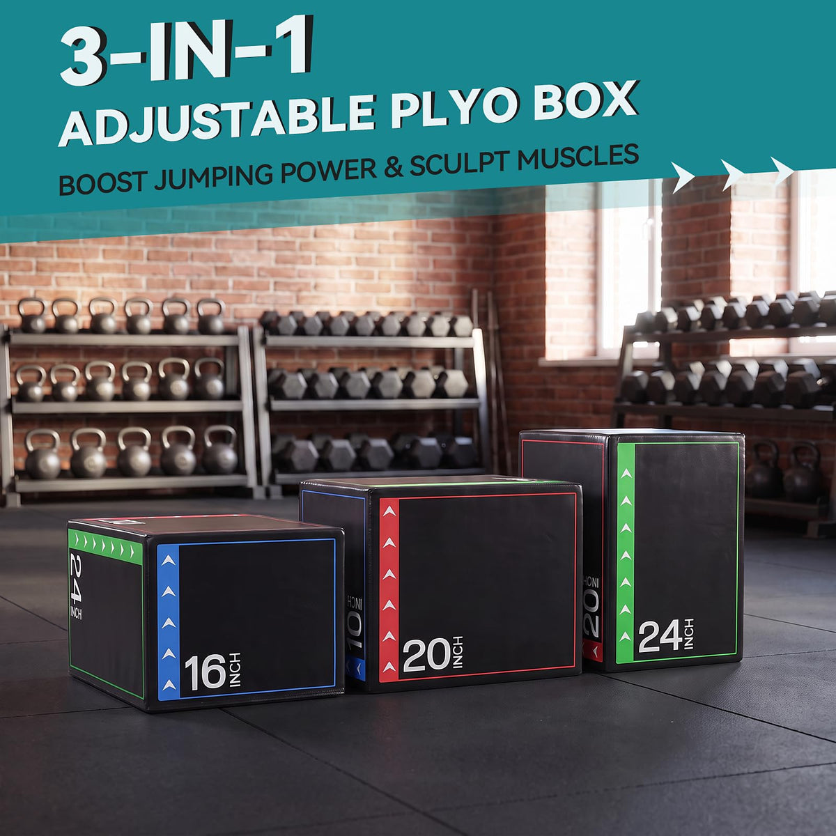 3-in-1 Non-Slip Cushioned Plyometric Jump Box R36483