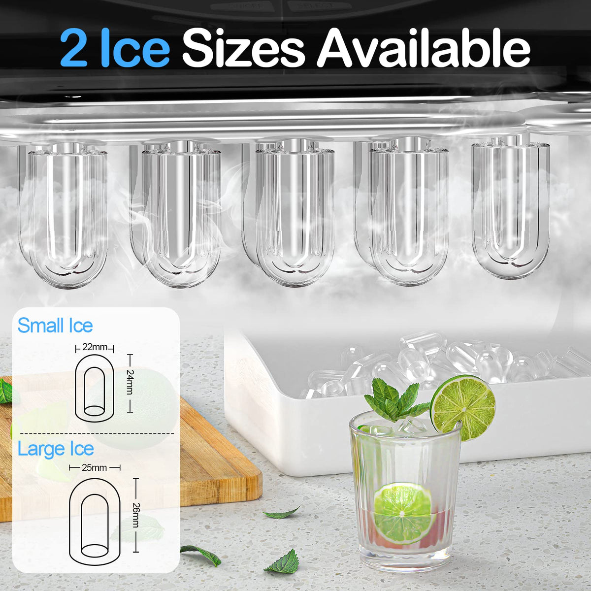 Black Countertop Ice Maker with Scoop and Basket G568201