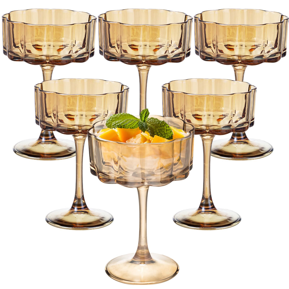 Amber 13oz Glass Coupes Set Of 6 P3925