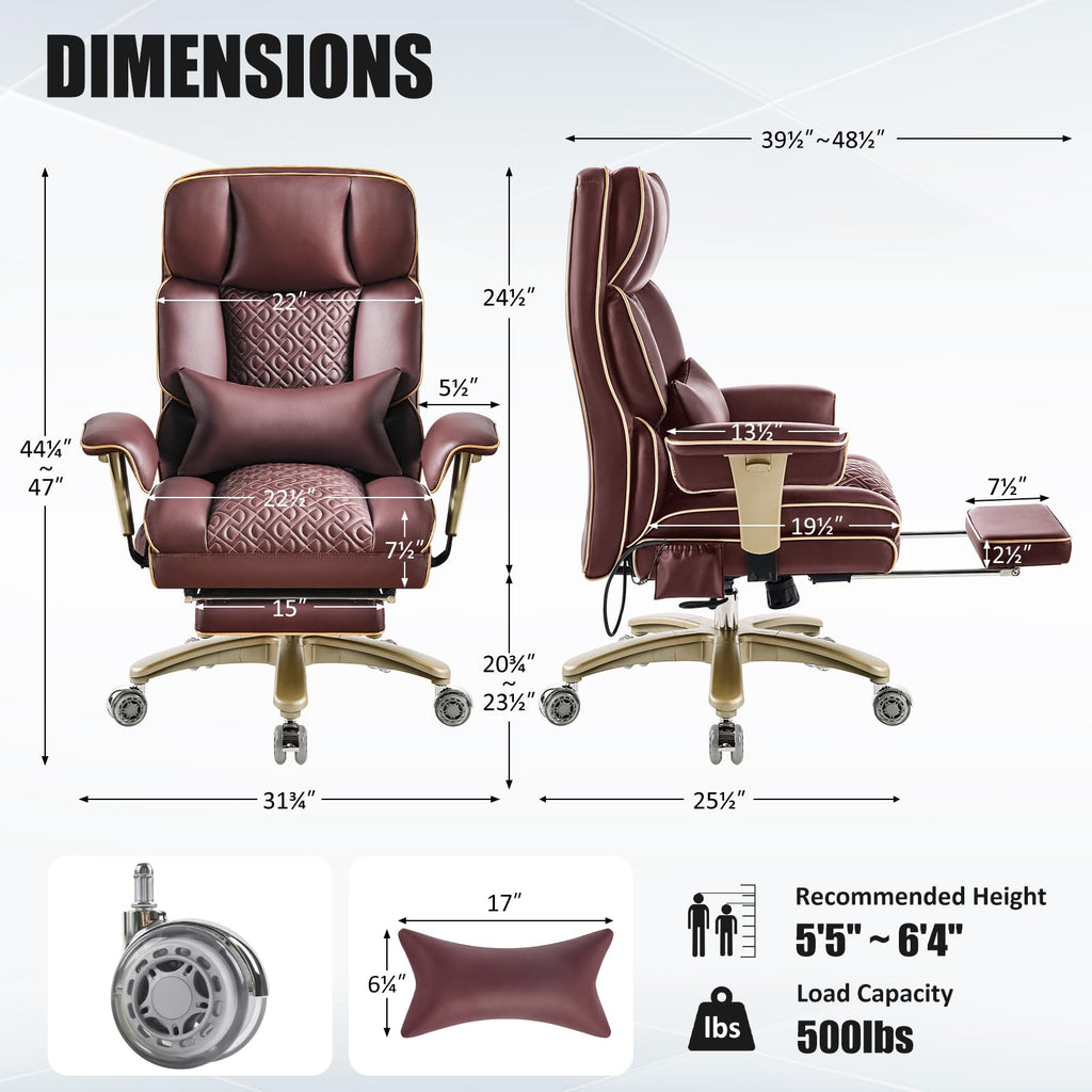 Brown Ergonomic PU Leather Executive Office Chair with Footrest Z87041