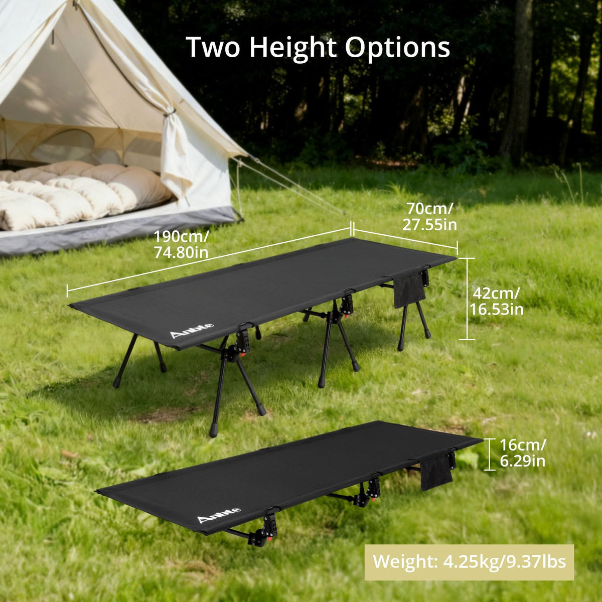 Height Adjustable Camping Cot 400 lbs V911284