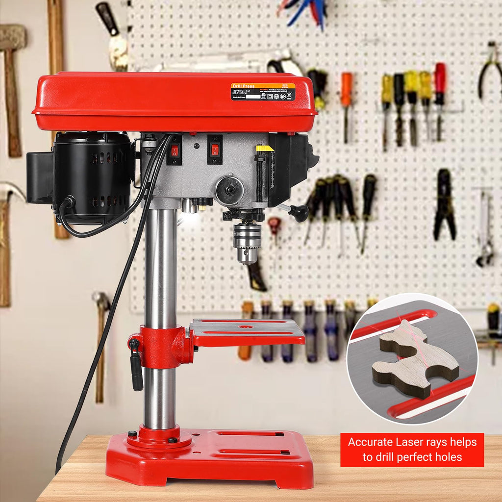 8" Benchtop Drill Press with 5 Adjustable Speeds and Tilting Worktable I896292