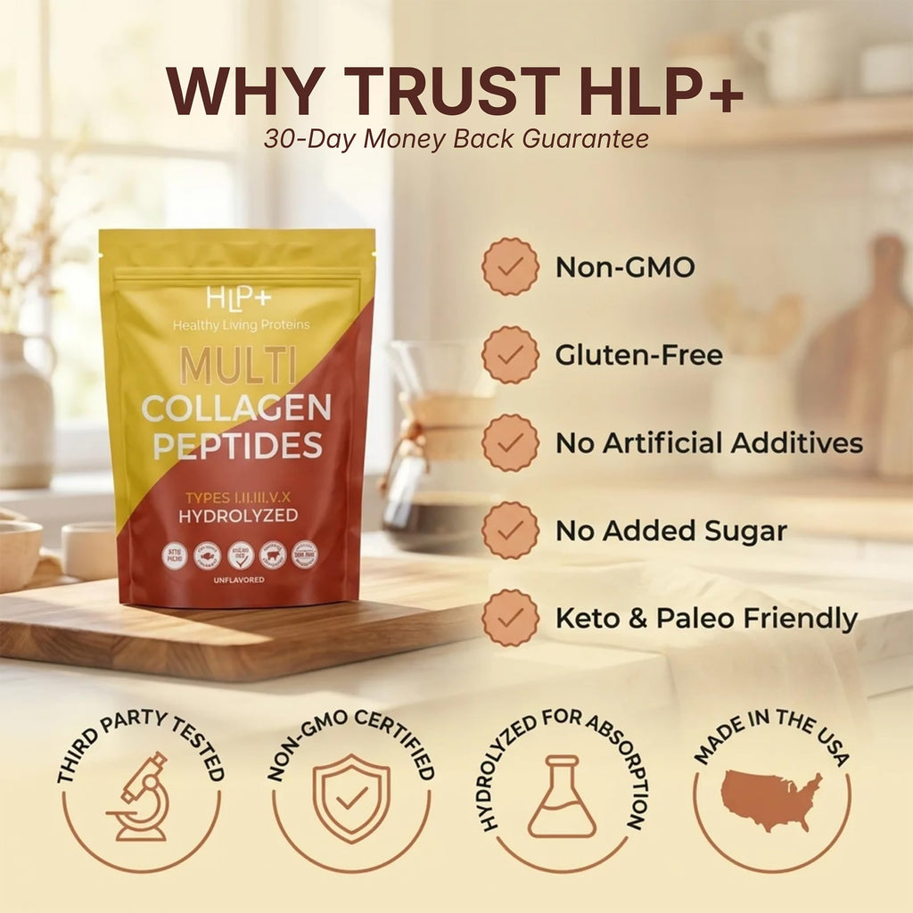 Multi Hydrolyzed Collagen Peptides Type I, II, III, V, & X Grass Fed Bovine Wild Caught Marine Free Range Chicken Gluten Free Unflavored 1 Pound Q92927