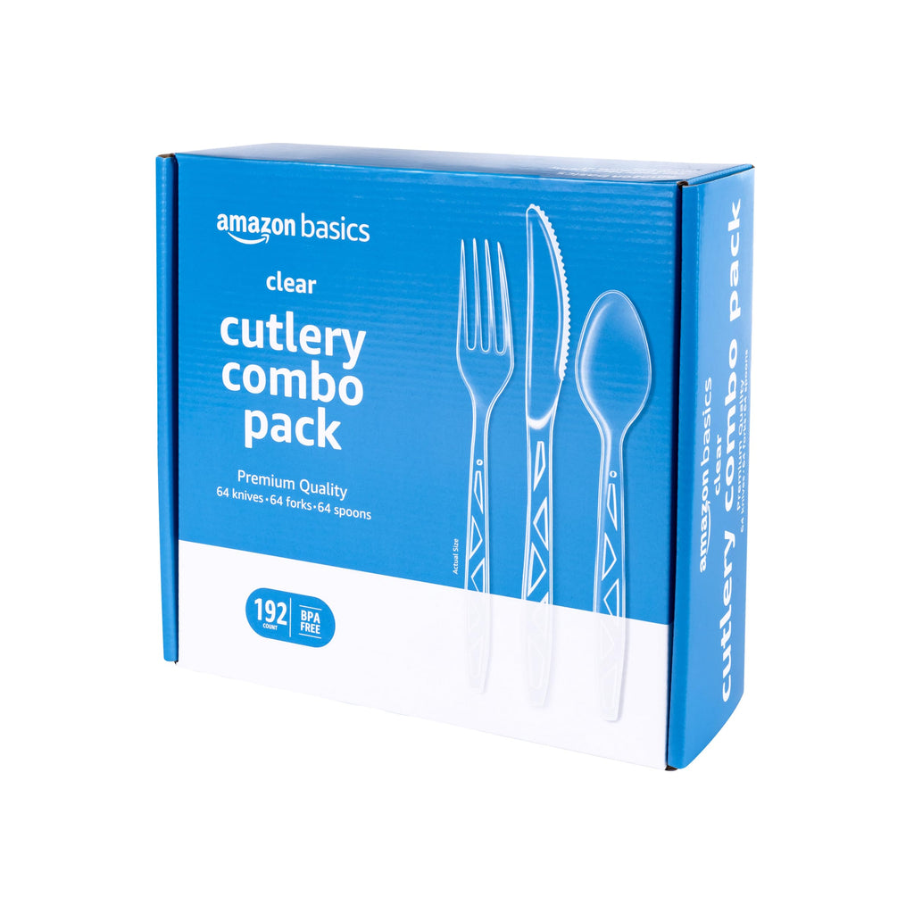 Clear Plastic Cutlery Set, 192 Count Combo Forks, Spoons and Knives N36968