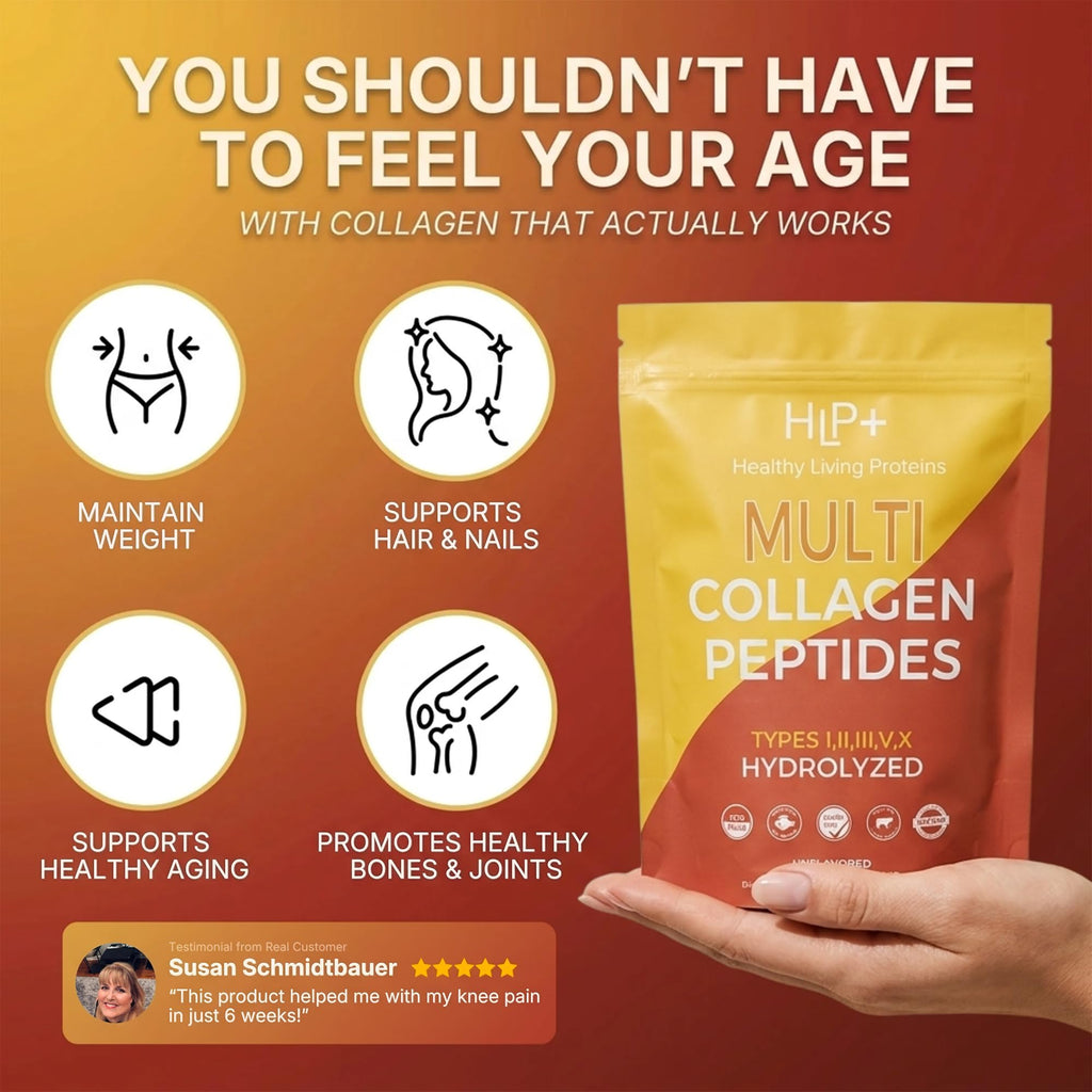Multi Hydrolyzed Collagen Peptides Type I, II, III, V, & X Grass Fed Bovine Wild Caught Marine Free Range Chicken Gluten Free Unflavored 1 Pound Q92927